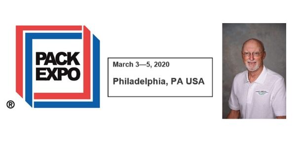Pack Expo logo with a picture of Jim Wilson