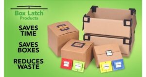 Box Latch - Closing boxes without tape. Saves time. Saves Boxes. Reduces waste.