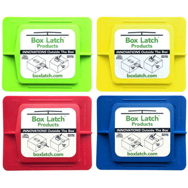 Box Latch - Closing boxes without tape. Medium - green, yellow, red, blue.